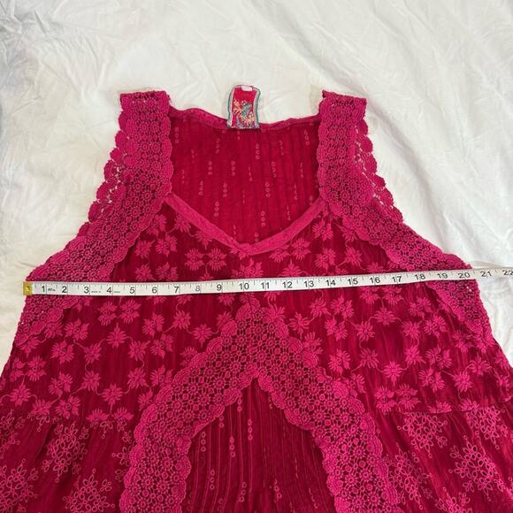 Johnny Was Harper Pink Sleeveless Pleated Tank Blouse size L - Picture 8 of 13